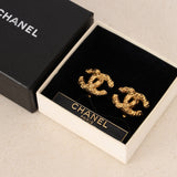 Chanel 1995 Lava CC Clip-On Earrings 24K GP