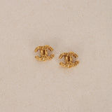 Chanel 1995 Lava CC Clip-On Earrings 24K GP
