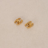 Chanel 1995 Lava CC Clip-On Earrings 24K GP