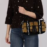 Fendi Multicolor Plaid Brush Broadtail Fur Baguette Bag