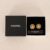 Chanel 1995 Logo Pearl Clip-On Earrings 24K GP