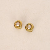 Chanel 1995 Logo Pearl Clip-On Earrings 24K GP