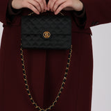 Chanel 1989 Black Satin Coco Shoulder Bag 24K GP