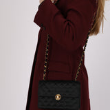 Chanel 1989 Black Satin Coco Shoulder Bag 24K GP