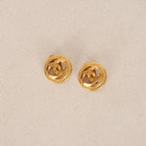 Chanel 1994 Circle CC Clip-On Earrings 24k GP