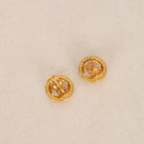 Chanel 1994 Circle CC Clip-On Earrings 24k GP