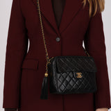 Chanel 1993 Black Lambskin Camera Tassel Bag 24K GP