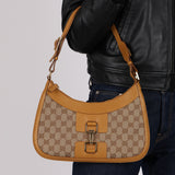 Gucci Tan GG Canvas Shoulder Hobo Bag