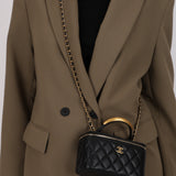 Chanel 2022 Lambskin Metal Top Handle Rectangular Vanity on Chain