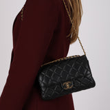 Chanel 2023 Lambskin Woven Chain CC Accordion Single Flap Bag