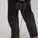 Chanel 2022 Lambskin Metal Top Handle Rectangular Vanity on Chain