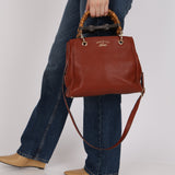 Gucci Terracotta Bamboo Mini Shopper Tote w Strap
