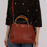 Gucci Terracotta Bamboo Mini Shopper Tote w Strap