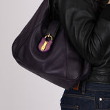 Loewe Purple Calle Padlock Hobo