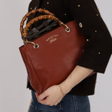 Gucci Terracotta Bamboo Mini Shopper Tote w Strap