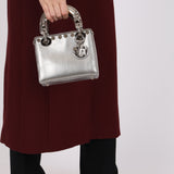Limited Edition Dior 2017 Dipped Silver Lizard Embellished Mini Lady Dior