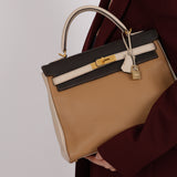 Limited Edition Hermes 2003 Tricolore Taurillon Clemence Kelly 32 Retourne BGHW
