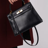 Hermès 1983 Bleu Marine Box Kelly Sellier 28 GHW with Strap