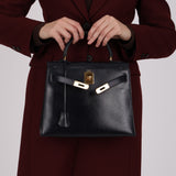 Hermès 1983 Bleu Marine Box Kelly Sellier 28 GHW with Strap