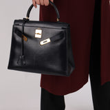 Hermès 1983 Bleu Marine Box Kelly Sellier 28 GHW with Strap