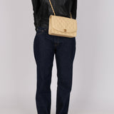 Rare Chanel 1993 Vanilla Caviar Medium Diana Flap 24K GP