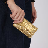 Chanel 2019 Metallic Gold Croc Embossed Zippy Classic Flap Card Holder
