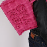 Chanel 2019 Pink Tweed Logo Zip Shopping Tote