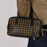 Prada Calfskin Grommet Bauletto Bag