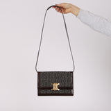Celine Croc Embossed Macadam Wool Shoulder Bag