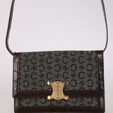 Celine Croc Embossed Macadam Wool Shoulder Bag