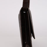 Celine Croc Embossed Macadam Wool Shoulder Bag