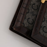 Celine Croc Embossed Macadam Wool Shoulder Bag