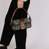 Ultra-Rare Fendi Zucca Lizard Embroidered & Beaded Baguette