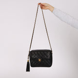 Chanel 1993 Black Lambskin Camera Tassel Bag 24K GP