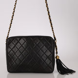 Chanel 1993 Black Lambskin Camera Tassel Bag 24K GP
