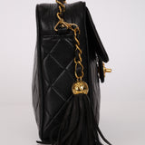Chanel 1993 Black Lambskin Camera Tassel Bag 24K GP