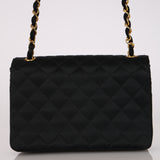 Chanel 1989 Black Satin Coco Shoulder Bag 24K GP