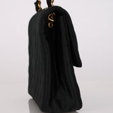 Chanel 1989 Black Satin Coco Shoulder Bag 24K GP