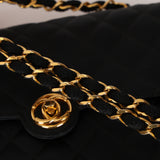 Chanel 1989 Black Satin Coco Shoulder Bag 24K GP