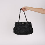 Chanel 2008 Black Perforated Pleated Leather Up in The Air Frame