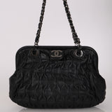 Chanel 2008 Black Perforated Pleated Leather Up in The Air Frame