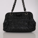 Chanel 2008 Black Perforated Pleated Leather Up in The Air Frame