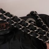 Chanel 2008 Black Perforated Pleated Leather Up in The Air Frame