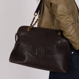 Chanel 1995 Chocolate Brown Caviar Timeless Zip Tote 24K GP