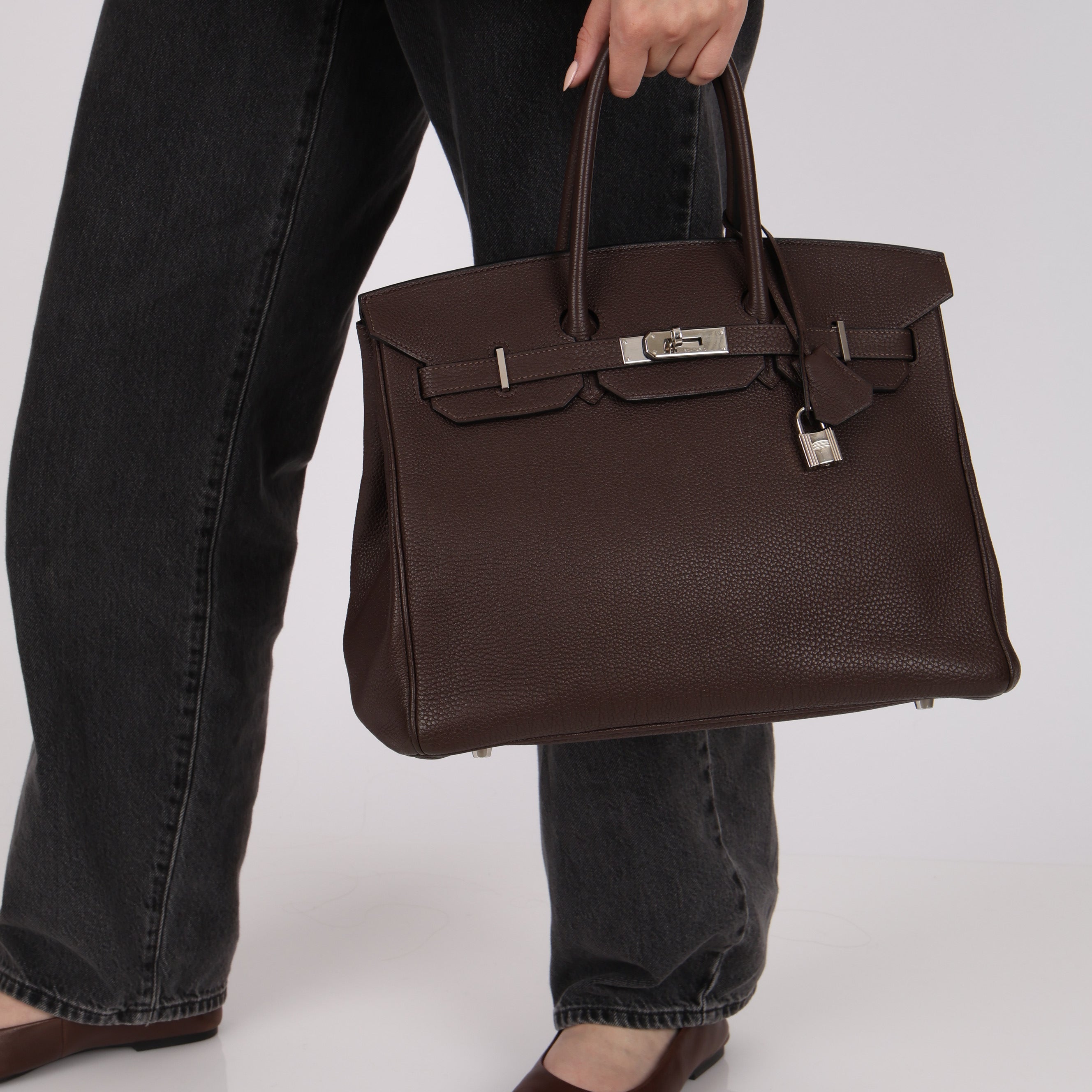 Hermès 2008 Chocolat Togo Birkin 35 Retourne PHW