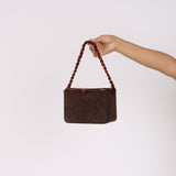 Rare Chanel Tortoise Vanity Bag Brown Suede 1996