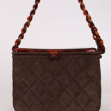 Rare Chanel Tortoise Vanity Bag Brown Suede 1996