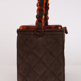 Rare Chanel Tortoise Vanity Bag Brown Suede 1996