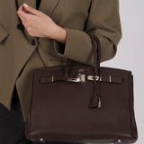 Hermès 2008 Chocolat Togo Birkin 35 Retourne PHW