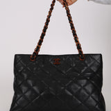 Chanel 2000 CC Quilted Caviar Tortoise Chain Tote